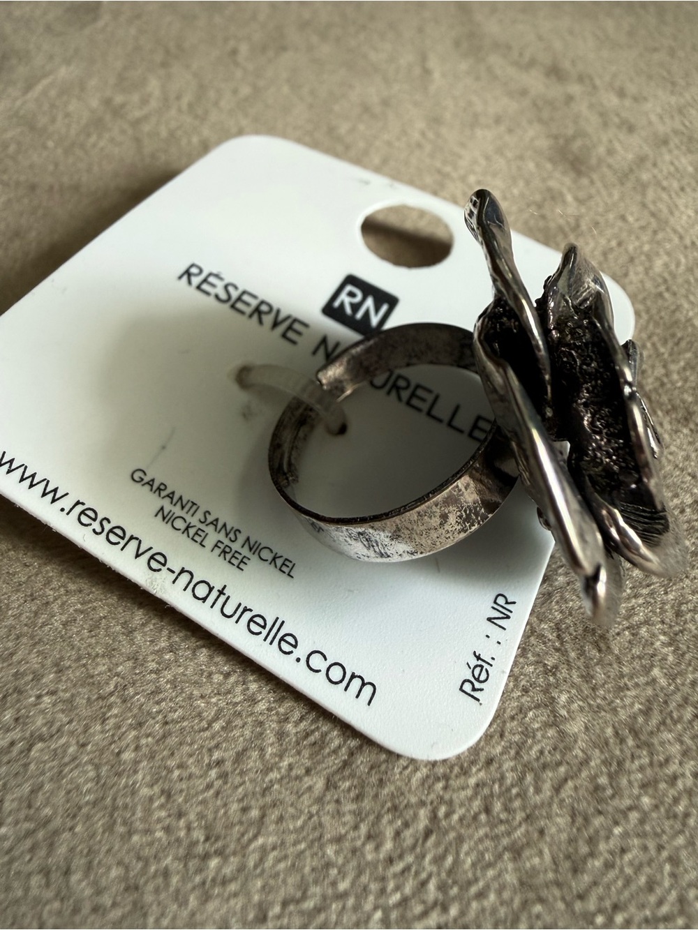Silver-Tone Floral Rose Statement Ring - Picture 3 of 5